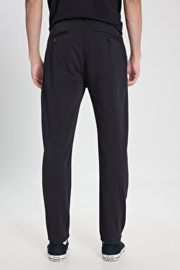 Regular Fit Normal Kesim Normal Bel Dar Paça Siyah Esnek Pantolon - Black-LM043002001 (görsel 5)