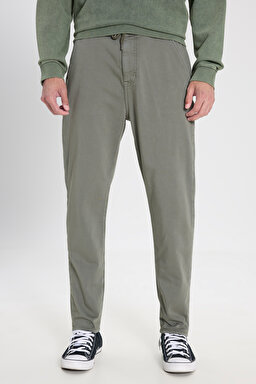 Slim Fit Dar Kesim Normal Bel Haki Esnek Jogger Pantolon - Khaki-LM043002801 (görsel 3)