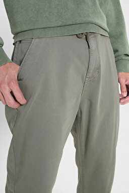 Slim Fit Dar Kesim Normal Bel Haki Esnek Jogger Pantolon - Khaki-LM043002801 (görsel 4)