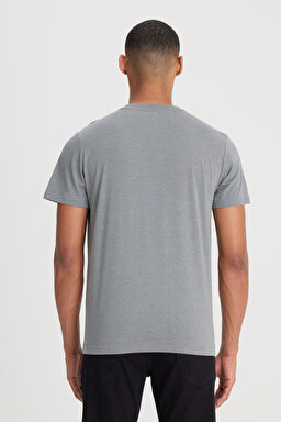 Regular Fit Normal Kesim Bisiklet Yaka Antrasit Tişört - Graphite-LM58205473B86 (görsel 6)