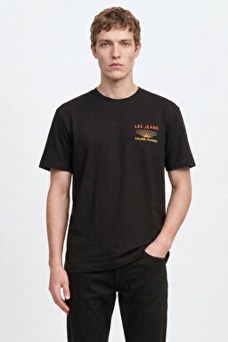 %100 Pamuk Relaxed Fit Geniş Kesim Bisiklet Yaka Siyah Tişört - Unionall Black-LM828731520