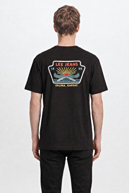 %100 Pamuk Relaxed Fit Geniş Kesim Bisiklet Yaka Siyah Tişört - Unionall Black-LM828731520 (görsel 2)