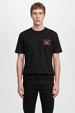 %100 Pamuk Relaxed Fit Geniş Kesim Bisiklet Yaka Siyah Tişört - Unionall Black-LM828731520 (görsel 3)