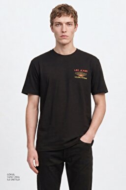 %100 Pamuk Relaxed Fit Geniş Kesim Bisiklet Yaka Siyah Tişört - Unionall Black-LM828731520