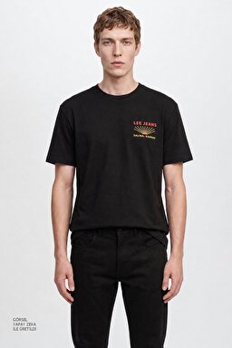 %100 Pamuk Relaxed Fit Geniş Kesim Bisiklet Yaka Siyah Tişört - Unionall Black-LM828731520 (görsel 3)