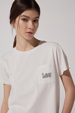 Regular Fit Normal Kesim %100 Pamuk Bisiklet Yaka Kırık Beyaz Tişört - Off White-LV01EHMK