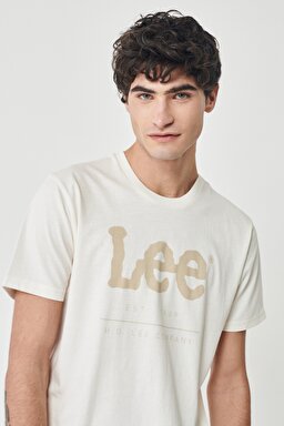 Regular Fit Normal Kesim %100 Pamuk Bisiklet Yaka Kırık Beyaz Tişört - Off White-LV11FQMK (görsel 4)