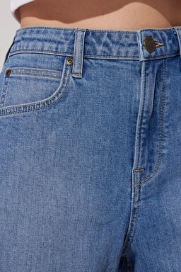 Stella Regular Fit Normal Kesim Yükek Bel Mavi Esnek Jean Kot Şort - The Bang-LV18GWC95 (görsel 4)