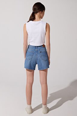 Stella Regular Fit Normal Kesim Yükek Bel Mavi Esnek Jean Kot Şort - The Bang-LV18GWC95 (görsel 6)
