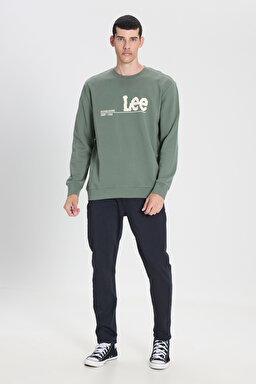 Regular Fit Normal Kesim %100 Pamuk Bisiklet Yaka Mint Yeşili Sweatshirt - Fort Green-LV25EJ43 (görsel 3)