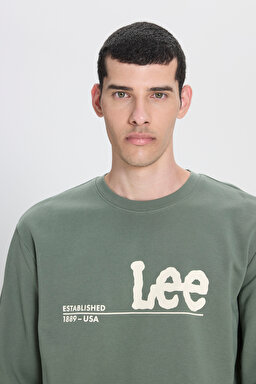 Regular Fit Normal Kesim %100 Pamuk Bisiklet Yaka Mint Yeşili Sweatshirt - Fort Green-LV25EJ43 (görsel 4)