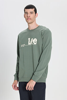 Regular Fit Normal Kesim %100 Pamuk Bisiklet Yaka Mint Yeşili Sweatshirt - Fort Green-LV25EJ43 (görsel 5)