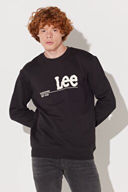 Regular Fit Normal Kesim %100 Pamuk Bisiklet Yaka Şardonlu Antrasit Sweatshirt - Washed Black-LV25EJON