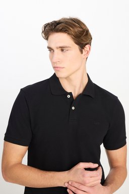 %100 Pamuk Regular Fit Normal Kesim Siyah Polo Yaka Tişört - Black-ML211810001 (görsel 4)