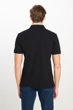 %100 Pamuk Regular Fit Normal Kesim Siyah Polo Yaka Tişört - Black-ML211810001 (görsel 5)
