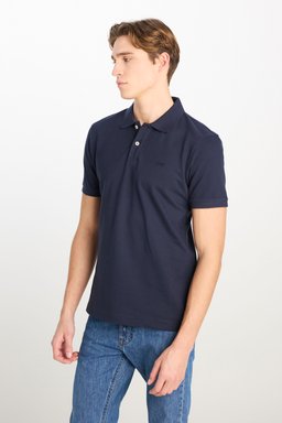 %100 Pamuk Regular Fit Normal Kesim Lacivert Polo Yaka Tişört - Navy-ML211810410 (görsel 2)