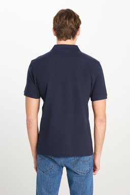 %100 Pamuk Regular Fit Normal Kesim Lacivert Polo Yaka Tişört - Navy-ML211810410 (görsel 5)