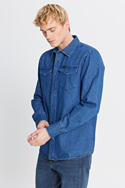 %100 Pamuk Regular Fit Normal Kesim Cepli Klasik Yaka Denim Gömlek - Roaring Rapids-ML241513927 (görsel 3)