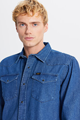 %100 Pamuk Regular Fit Normal Kesim Cepli Klasik Yaka Denim Gömlek - Roaring Rapids-ML241513927 (görsel 4)