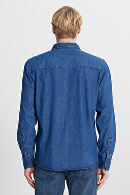 %100 Pamuk Regular Fit Normal Kesim Cepli Klasik Yaka Denim Gömlek - Roaring Rapids-ML241513927 (görsel 5)