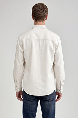 %100 Pamuk Western Regular Fit Normal Kesim Cepli Gömlek - Beige-ML241514614 (görsel 5)