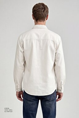 %100 Pamuk Western Regular Fit Normal Kesim Cepli Gömlek - Beige-ML241514614 (görsel 5)