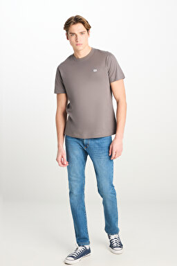 Regular Fit Normal Kesim Bisiklet Yaka Pamuklu Antrasit Tişört - Anthracite-ML60UFQ003 (görsel 3)