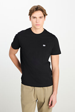 Regular Fit Normal Kesim Bisiklet Yaka Pamuklu Siyah Tişört - Black-ML60UFQ01