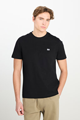 Regular Fit Normal Kesim Bisiklet Yaka Pamuklu Siyah Tişört - Black-ML60UFQ01 (görsel 2)