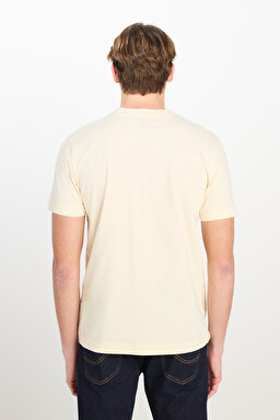 Regular Fit Normal Kesim Bisiklet Yaka Ekru Tişört - OffWhite-ML60UFQ102 (görsel 5)
