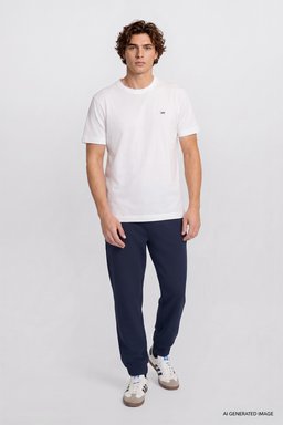 Regular Fit Normal Kesim Bisiklet Yaka Pamuklu Beyaz Tişört - White-ML60UFQ12 (görsel 3)