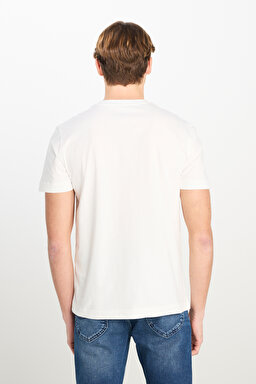 Regular Fit Normal Kesim Bisiklet Yaka Pamuklu Beyaz Tişört - White-ML60UFQ12 (görsel 5)