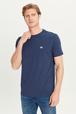 Regular Fit Normal Kesim Bisiklet Yaka Pamuklu Lacivert Tişört - Navy-ML60UFQ35 (görsel 2)