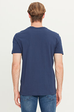 Regular Fit Normal Kesim Bisiklet Yaka Pamuklu Lacivert Tişört - Navy-ML60UFQ35 (görsel 5)