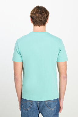 Regular Fit Normal Kesim Bisiklet Yaka Pamuklu Ada Çayı Tişört - SoftSage-ML60UFQ41 (görsel 5)