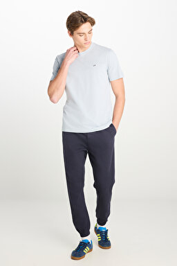 Regular Fit Normal Kesim Bisiklet Yaka Pamuklu Gri Tişört - Concrete Gray-ML60UFQ475 (görsel 3)