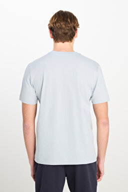Regular Fit Normal Kesim Bisiklet Yaka Pamuklu Gri Tişört - Concrete Gray-ML60UFQ475 (görsel 5)