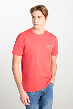Regular Fit Normal Kesim Bisiklet Yaka Pamuklu Mercan Rengi Tişört - Coral-ML60UFQ512 (görsel 2)