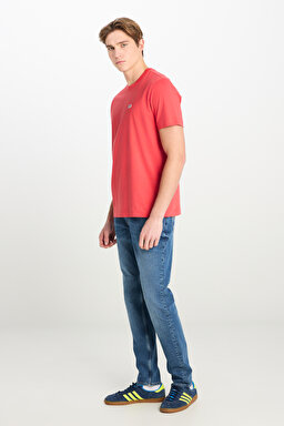 Regular Fit Normal Kesim Bisiklet Yaka Pamuklu Mercan Rengi Tişört - Coral-ML60UFQ512 (görsel 3)