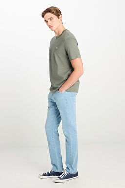 Regular Fit Normal Kesim Bisiklet Yaka Pamuklu Haki Tişört - Khaki-ML60UFQ801 (görsel 3)