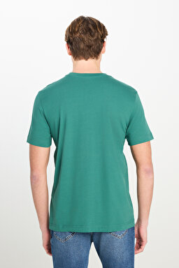 Regular Fit Normal Kesim Bisiklet Yaka Pamuklu Yeşil Tişört - Bayberry Green-ML60UFQG26 (görsel 5)