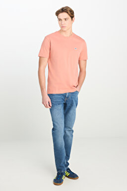 Regular Fit Normal Kesim Bisiklet Yaka Pamuklu Somon Rengi Tişört - Rust-ML60UFQUK (görsel 3)