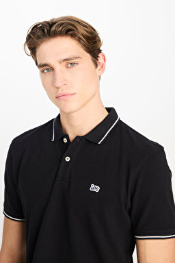 %100 Pamuk Regular Fit Normal Kesim Siyah Polo Yaka Tişört - Black-ML61ARL01 (görsel 4)
