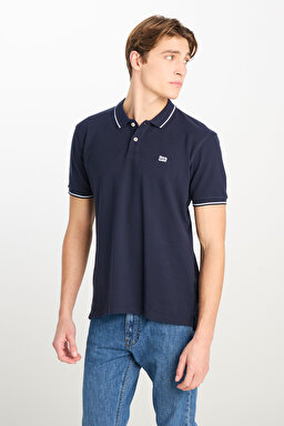 %100 Pamuk Regular Fit Normal Kesim Lacivert Polo Yaka Tişört - Navy-ML61ARL35 (görsel 2)