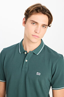 %100 Pamuk Regular Fit Normal Kesim Yeşil Polo Yaka Tişört - Evergreen-ML61ARLOT (görsel 4)