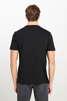 %100 Pamuk Regular Fit Normal Kesim Bisiklet Yaka Siyah Tişört - Black-ML65QAI01 (görsel 5)