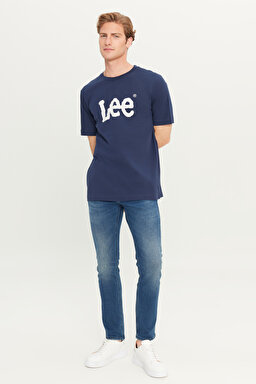 %100 Pamuk Regular Fit Normal Kesim Bisiklet Yaka Lacivert Tişört - Navy Drop-ML65QAIEE (görsel 3)