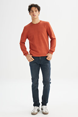 Pamuklu Slim Fit Dar Kesim Esnek Jean Denim Kot Pantolon - Deep Blue-ML701012397