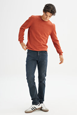 Pamuklu Slim Fit Dar Kesim Esnek Jean Denim Kot Pantolon - Deep Blue-ML701012397 (görsel 3)