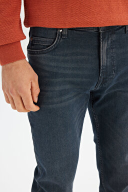 Pamuklu Slim Fit Dar Kesim Esnek Jean Denim Kot Pantolon - Deep Blue-ML701012397 (görsel 4)